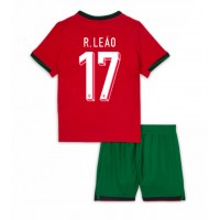 Camiseta Portugal Rafael Leao #17 Primera Equipación Replica Eurocopa 2024 para niños mangas cortas (+ Pantalones cortos)